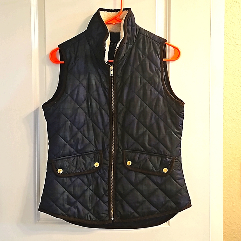 Plaid Small British Khaki Vest